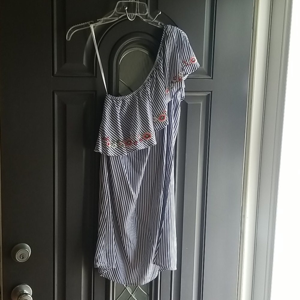 Blue and white 1 shoulder dress